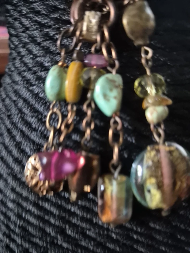 GOTH VICTORIAN NECKLACE  PURPLE BEADS, Glass Beads, and   Stone. - Image 3 of 4