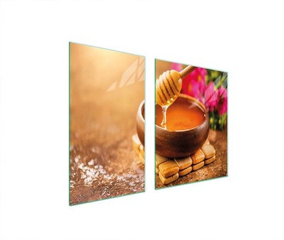 Glasplatte und Schneidebrett 100x52 Honig