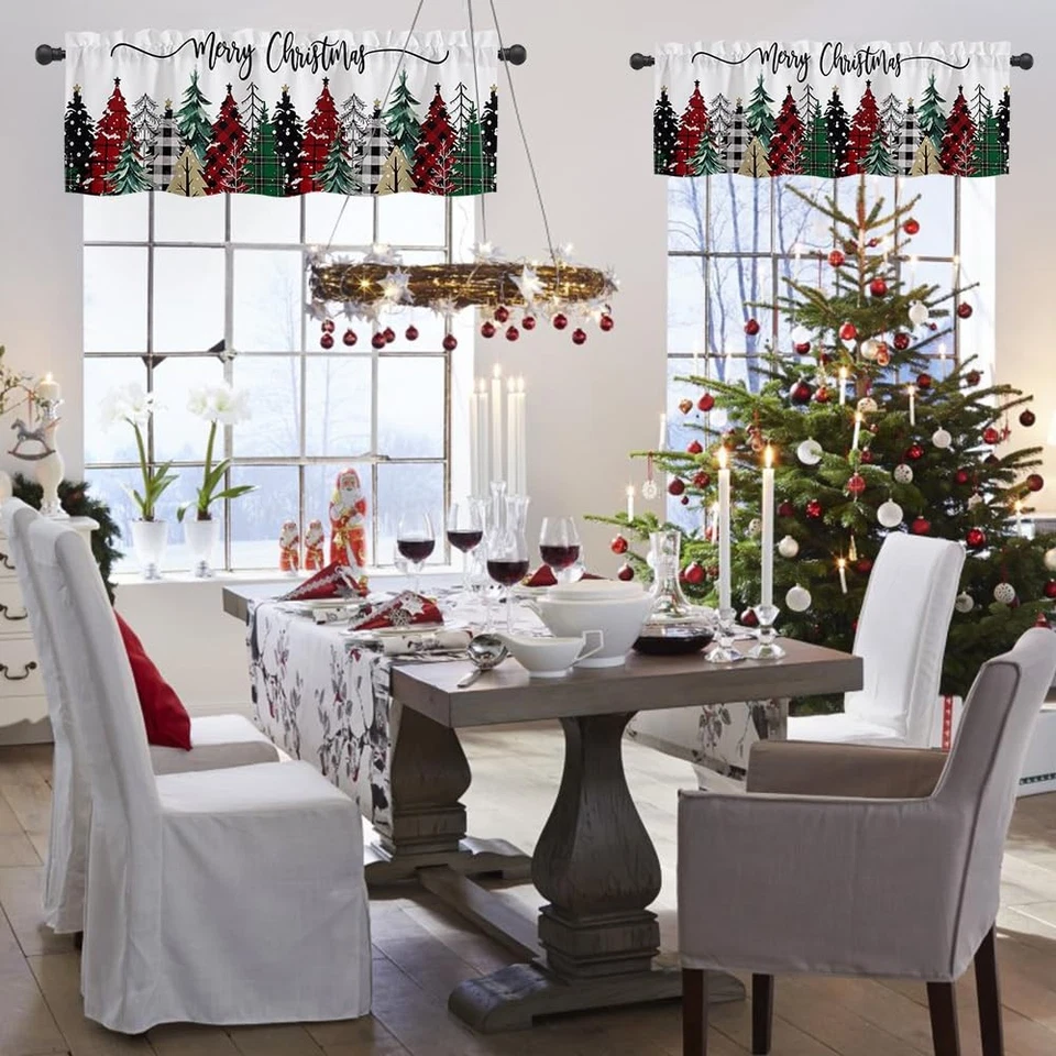 Christmas Valances for Kitchen Windows, Christmas Tree Valances for Window, F... - Image 3 of 4