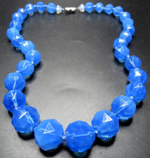 Beautiful Blue Glass Bead Vintage Necklace