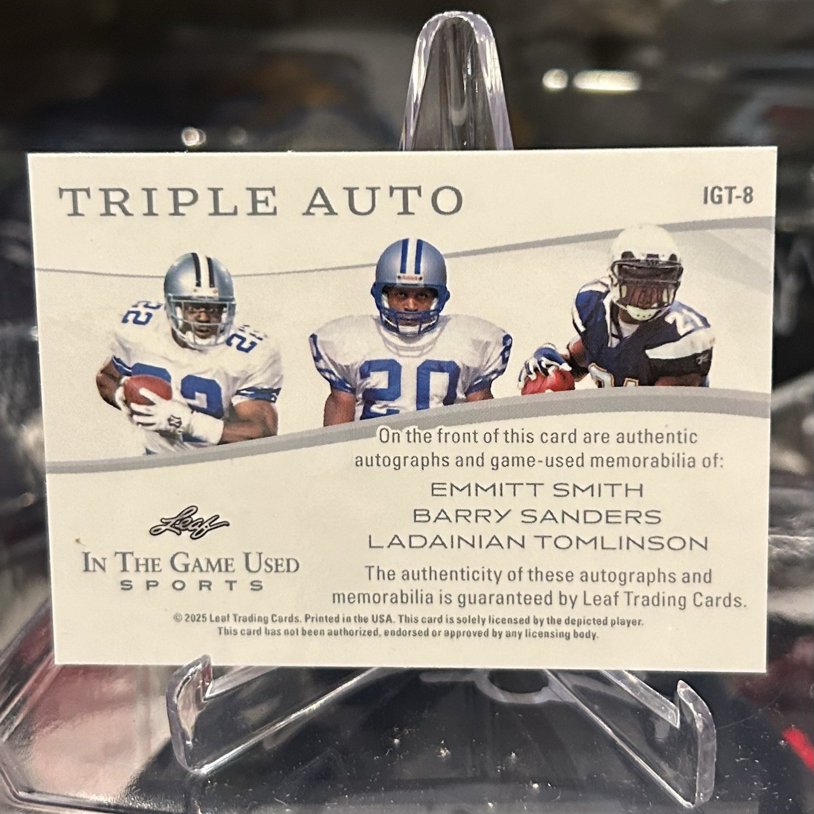 2025 Leaf In The Game Used Triple Auto Smith,Sanders,Tomlinson Game Used Relic  view 2