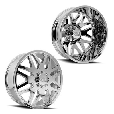 22x8.25 Cali Invader Chrome 05-UP FORD 19-UP DODGE Dually Wheels 8x200 Set of 6
