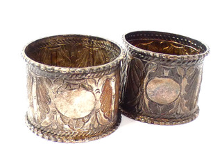 Vintage Silver Middle Eastern/Asian Napkin Rings 19.71gms (Mar)
