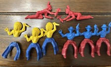 8 1960s Lido Plastic Cowboy Indian Toy Figure Swivel Mounted Rider 6 Vtg Lot