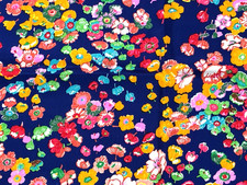 Vintage Stoff SPILKE'S SIEBDRUCK ACRYL blau mit Blumen