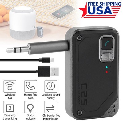 Wireless Bluetooth V5.3 Car Transmitter Receiver Adapter Call Audio 3.5mm Jack