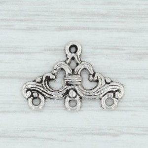Ornate Strand Connector Charm Sterling Silver 3Ring Chain End Jewelry Making