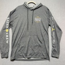 Salty Crew Mens Premium Technical Tee Hoodie Gray UPF 40 Sun Shirt Large