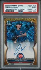 2023 Bowman Draft Jaxon Wiggins 1st Bowman Gold Shimmer Auto /50 Cubs MINT PSA 9