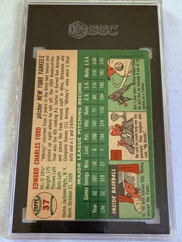 1954 Topps # 37 Whitey Ford SGC 3 VG HOF New York Yankees Baseball - Picture 4 of 4