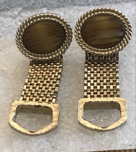 GEMELLI VINTAGE ELEGANTI OVALI OCCHIO DI GATTO TONO ORO AVVOLGENTI LOTTO NON MARCATI 861 - Foto 2 di 7