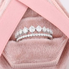 2Ct Round Cut Diamond Half Eternity Engagement Band Ring 14K White Gold Finish