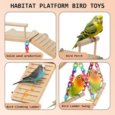 Bird Perches Platform Swing with Climbing Ladder Birds Toys Cage Accessories ...