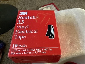 Scotch Vinyl Electrical Tape 33  10 Rolls 1.5” X 44’ Black Extra Wide Fr Tape