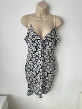 Shein curve summer dress size L black, white flowers sale
