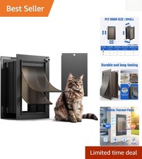 Versatile Pet Door for Cats  Small Dogs - All Aluminum with Insulated Flaps