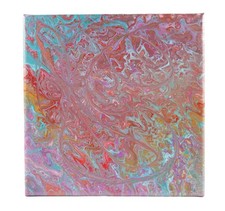 Acrylic Pour Painting On Canvas Wrap Around 8x8 One Of A Kind, Original