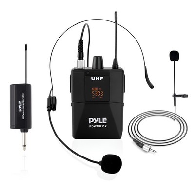 Pyle UHF Wireless Microphone System Kit - Portable Professional Black