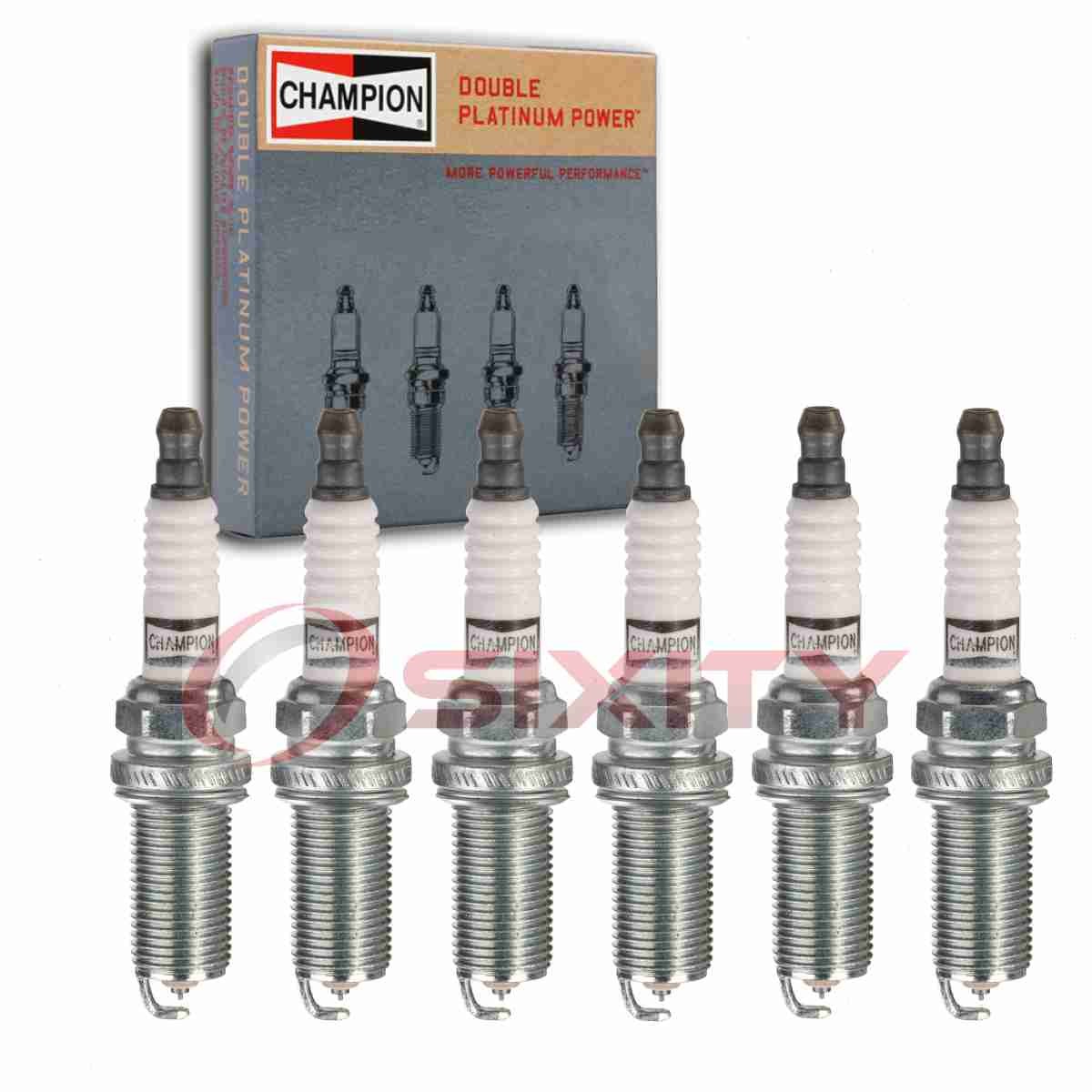 6 pc Champion Double Platinum Spark Plugs for 2007-2015 Volvo S80 3.0L 3.2L wz