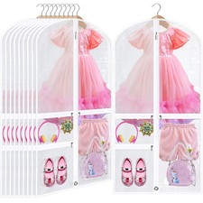 Windyun 10 Pack Garment Bags for Dance Costumes Kids 40 Inch Clothing Bags Ha...