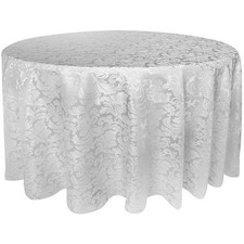 NEW Maxmill Dove Brocade Jacquard Classic Spill Proof White Tablecloth 60x60