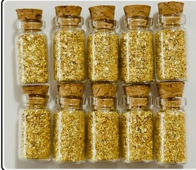 10 Glass Bottles of Gold Flakes...1ml... Lowest Price online !!