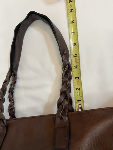 Weimeibaige Dark Brown Vegan Leather Large Tote Shoulder Bag Braided Handles - Picture 9 of 14