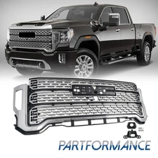 Front Grille Chrome W/Camera Hole For 2020-2023 GMC Sierra 2500 HD 3500HD Denali