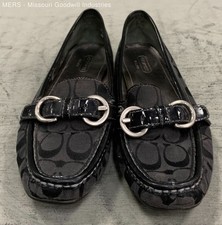 Coach Black Sharin Signature Jacquard Loafers W/Silver-Tone Buckles - US 8.5