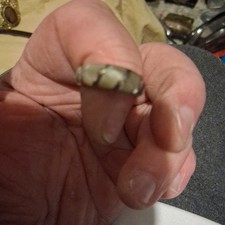 VTG SOUTHWEST STYLE ABALONE NACRE MOTHER PEARL COCKTAIL RING STERLING SILVER 6.5