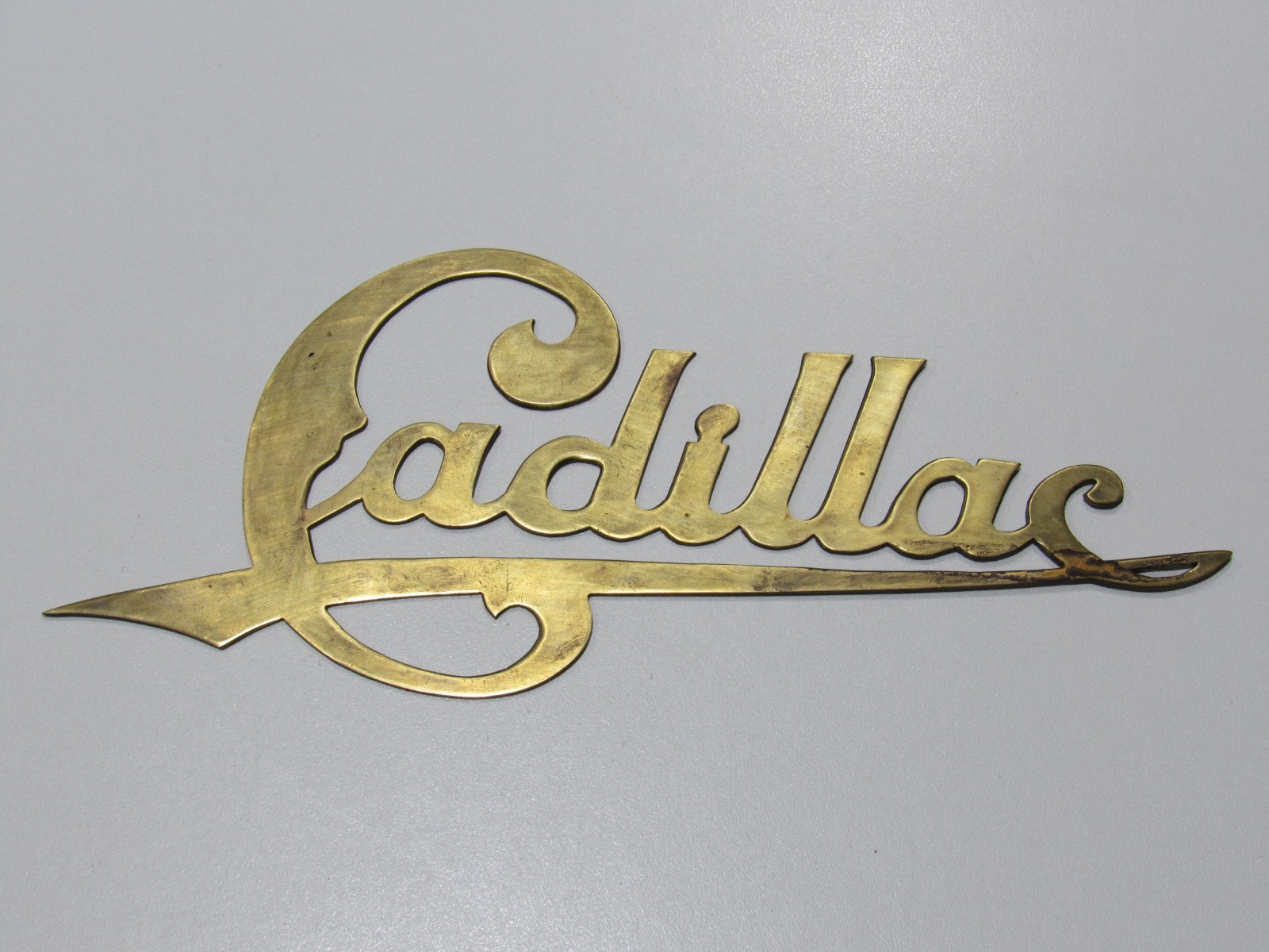 VTG 1900's Brass Cadillac Radiator Script Emblem Badge Tag Ornament Gas ...