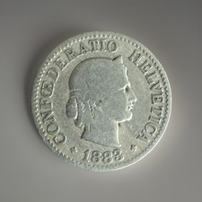 Switzerland 1883 - 10 Rappen Libertas - Copper-Nickel Coin