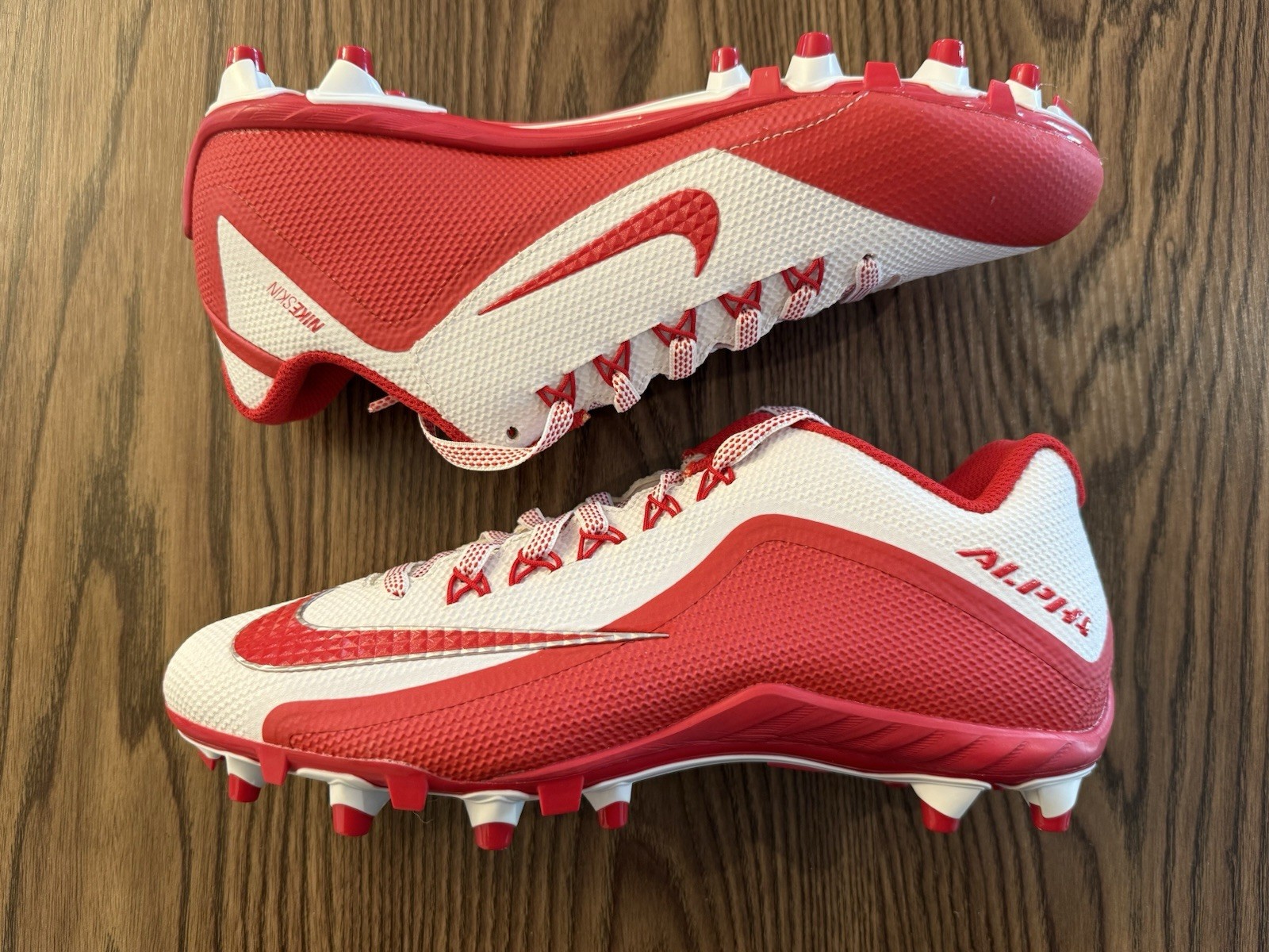 Size 11.5 Nike Alpha Pro 2 TD Low Football Cleats Red/White 719930-166 NEW
