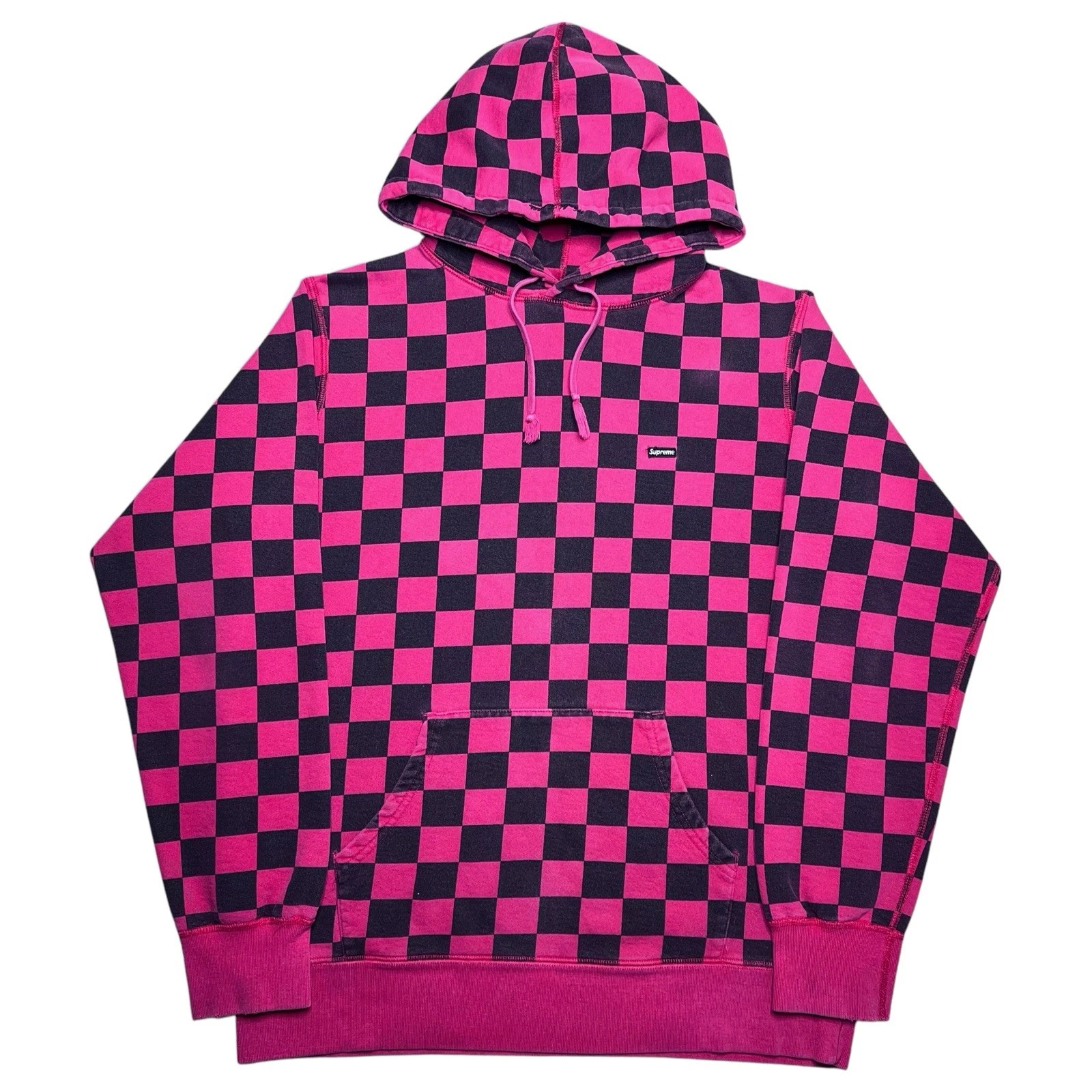 Sweat à capuche pull rouge et noir logo mini boîte à carreaux Supreme