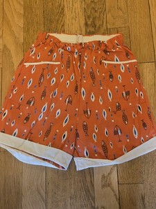 vintage boys swim trunks cotton elastic waist cute fish fabric pattern