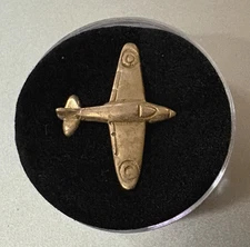 VTG Spitfire Airplane Brass Pin Badge: WWII English Fighter Aircraft