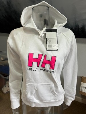 Helly Hansen Hoodie Womens S white HH Logo Cotton Blend Pullover Sweatshirt