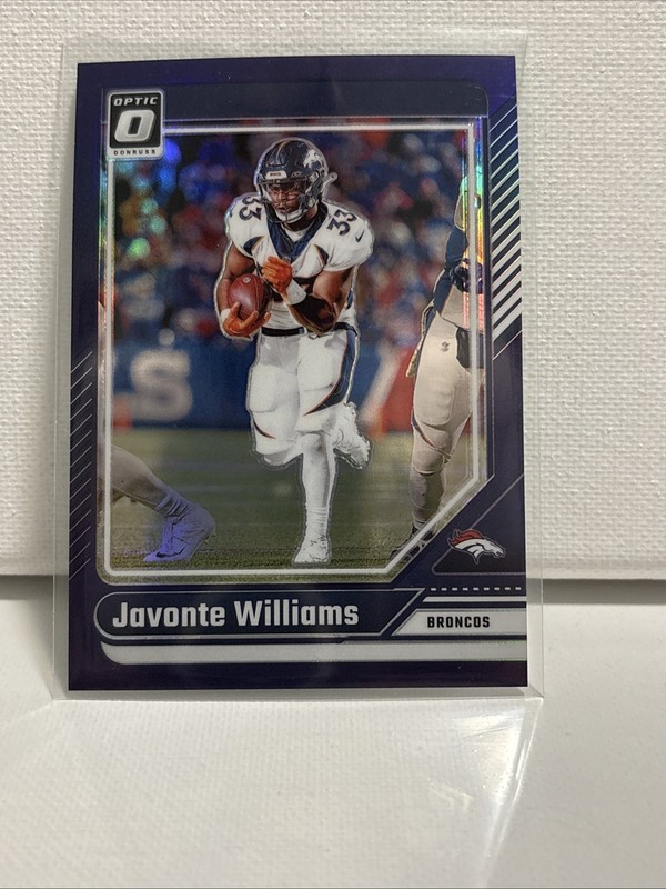2024 Panini Donruss Optic Javonte Williams #58 Purple Prizm /60 Broncos