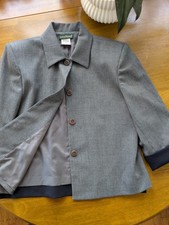 Vintage Gray Wool Cropped Blazer Woman's 8 Buttons Career Jacket Harve Benard