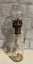 Vintage Small Miniature Glass Hurricane Oil Lamp 8.5" 