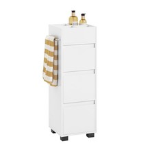 Mobiletto Bagno Salvaspazio Mobile Stretto Bagno 3 Cassetti e 4 Scomparti Bianco