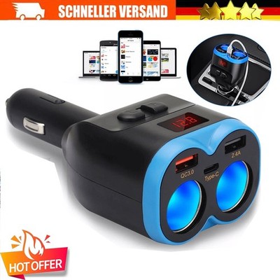 12 V DC Auto Zigarettenanzünder Adapter 2-Wege Buchse Ladegerät Splitter DE