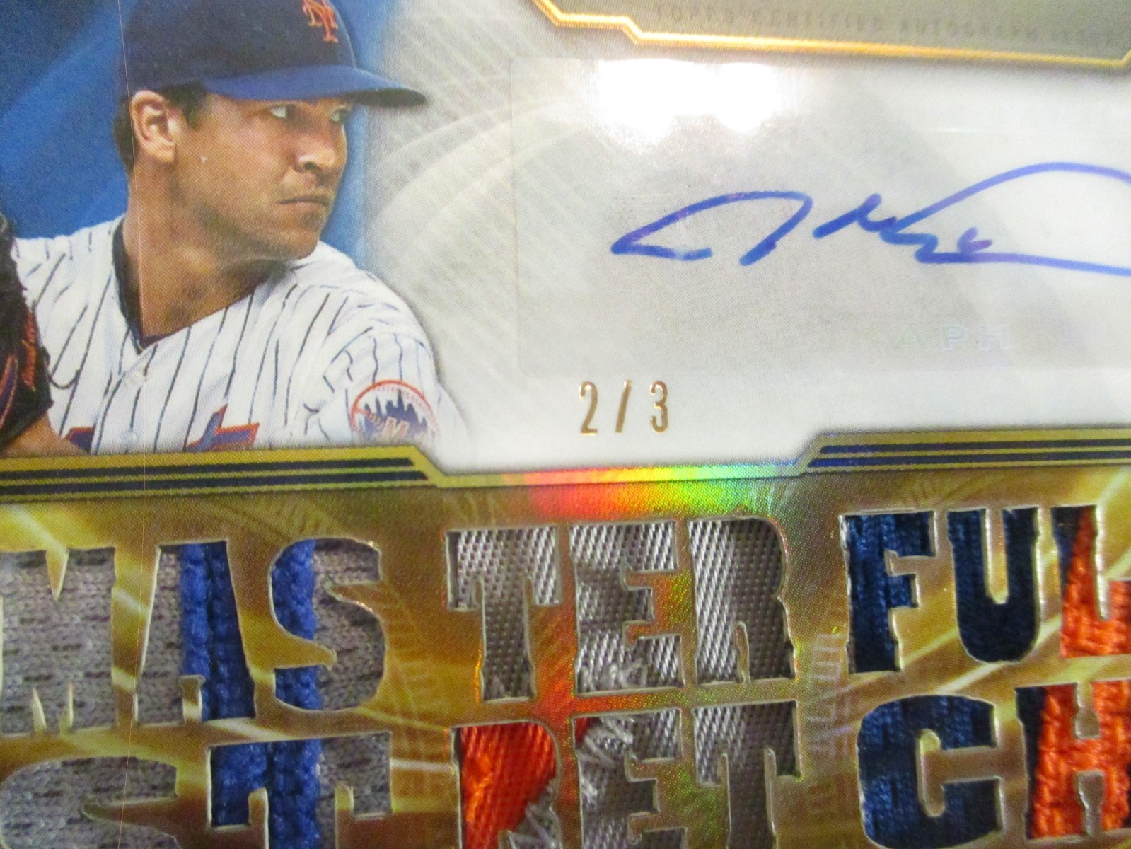 2019 TOPPS TRIPLE THREADS JACOB DEGROM #TTAR-JD4 3 COLOR RELIC PATCH AUTO 2/3 view 7