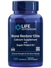 Life Extension Bone Restore Elite Calcium, K2, D3, Magnesium Supplement 120 Caps
