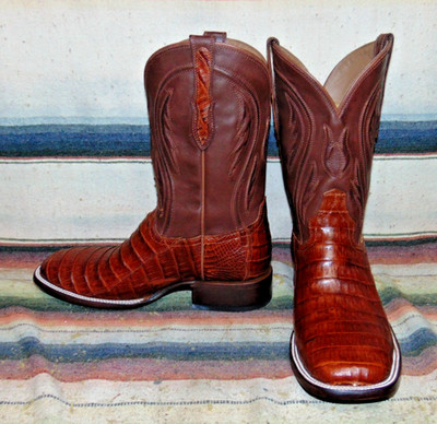 Mens Rujo The Roscoe Brown Caiman / Leather Cowboy Boots 9.5 D New w/o Box