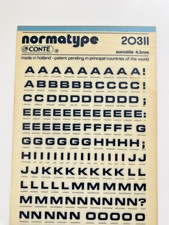 NORMATYPE LETTERING Eurostile 4.3mm x 2 sheets LIKE LETRASET Rub on 20311