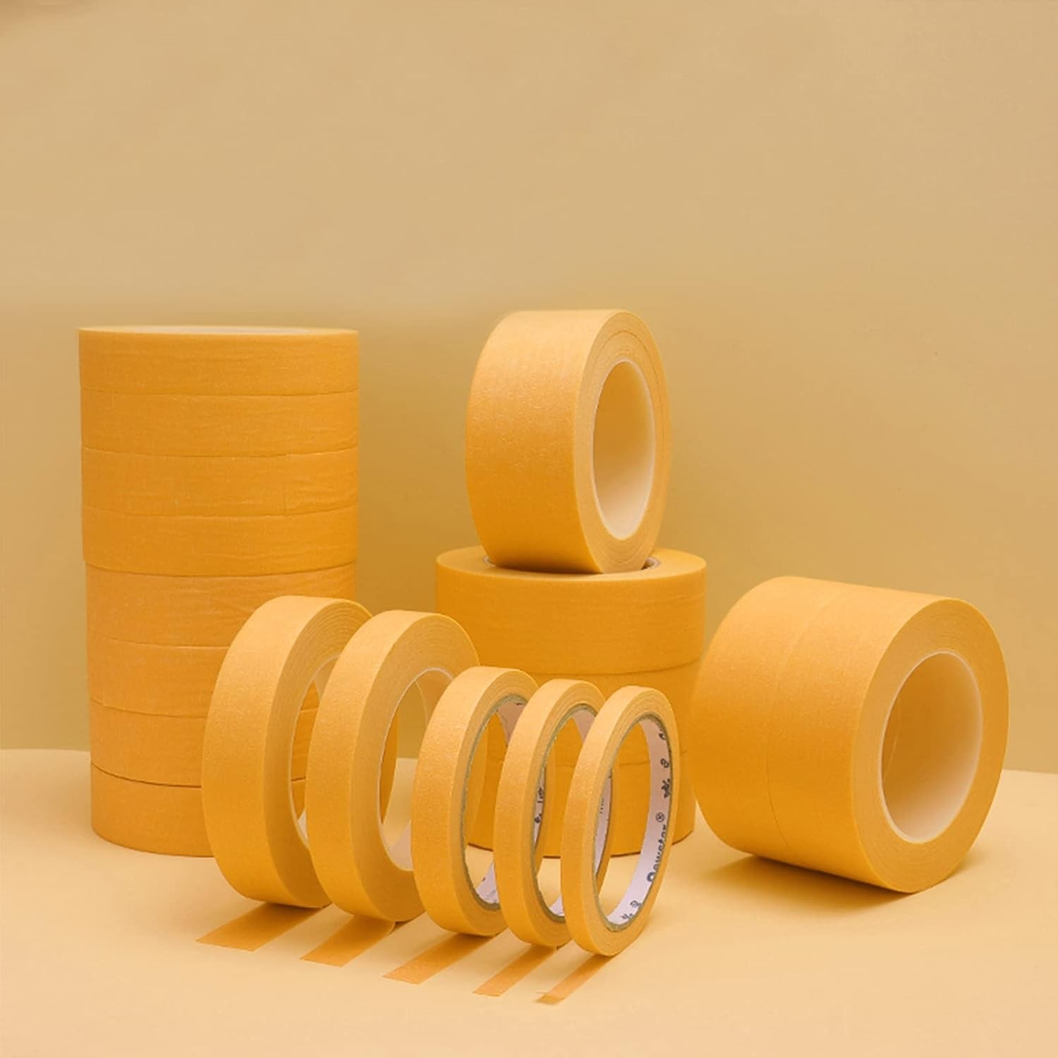 6 Rolls Fine Line Tape 1/16, 1/8, 1/5, 2/5, 1/2, 3/4 Inch 1/4 Inches, Yellow 
