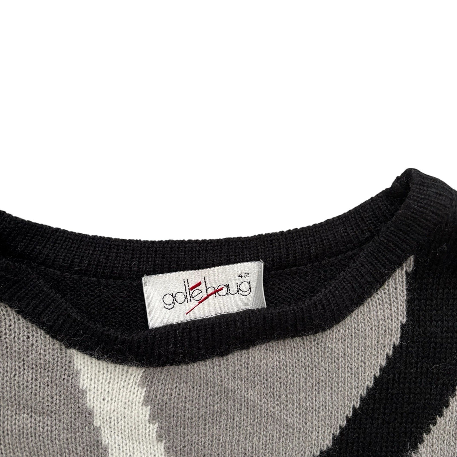 Vintage 80s Womens Jumper Black Patterned Wool Blend Retro Indie Boho 16 image 3