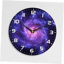 Wall Clock, 10 Inch Silent Non-Ticking Home Kitchen Decor, Cosmic Galaxy