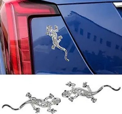 Bling Gecko 3D Metal Car Door Badge Emblem Sticker, Crystal  Size: 2Pcs Silver